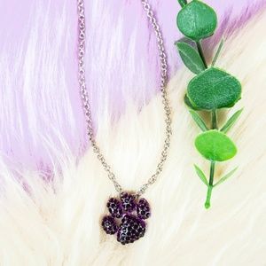 Alle Costume Jewelry Purple Pave Paw Necklace New in Package